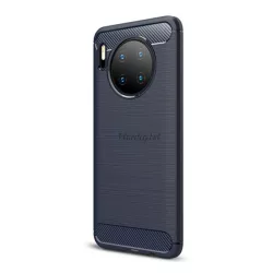   Szilikon telefonvédő (közepesen ütésálló, légpárnás sarok, szálcsiszolt, karbon minta) SÖTÉTKÉK Huawei Mate 30