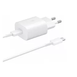   SAMSUNG hálózati töltő Type-C aljzat (25W, PD gyorstöltő 3.0 + Type-C kábel) FEHÉR 