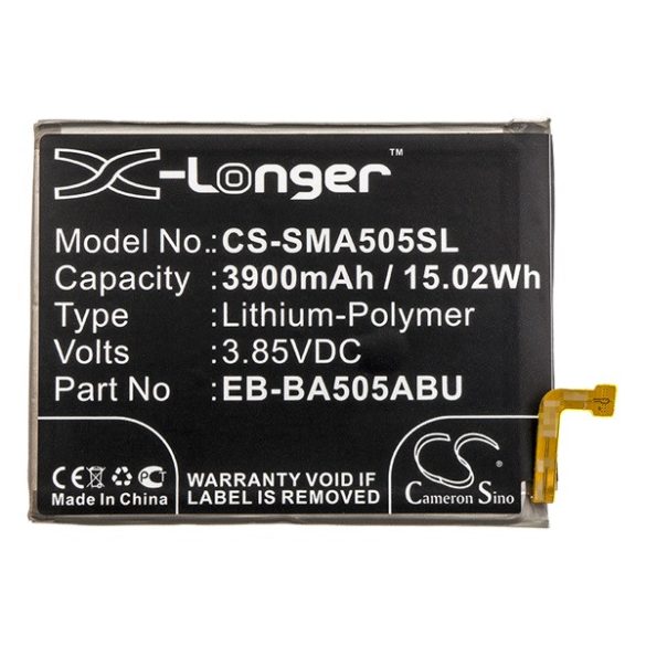 CAMERON SINO Li-Polymer akku (3.85V/3900mAh, Samsung EB-BA505ABN kompatibilis) FEKETE Samsung Galaxy A50 (SM-A505F)