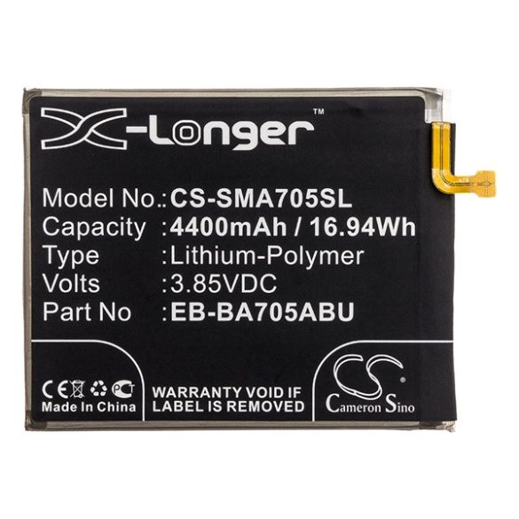 CAMERON SINO Li-Polymer akku (3.85V/4400mAh, Samsung EB-BA705ABE kompatibilis) FEKETE Samsung Galaxy A70 (SM-A705F)