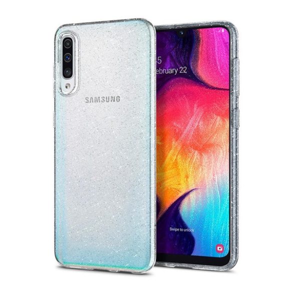 SPIGEN LIQUID CRYSTAL GLITTER szilikon telefonvédő (közepesen ütésálló, légpárnás sarok, csillámporos) ÁTLÁTSZÓ Samsung Galaxy A30s (SM-A307F), Samsung Galaxy A50 (SM-A505F), Samsung Gal