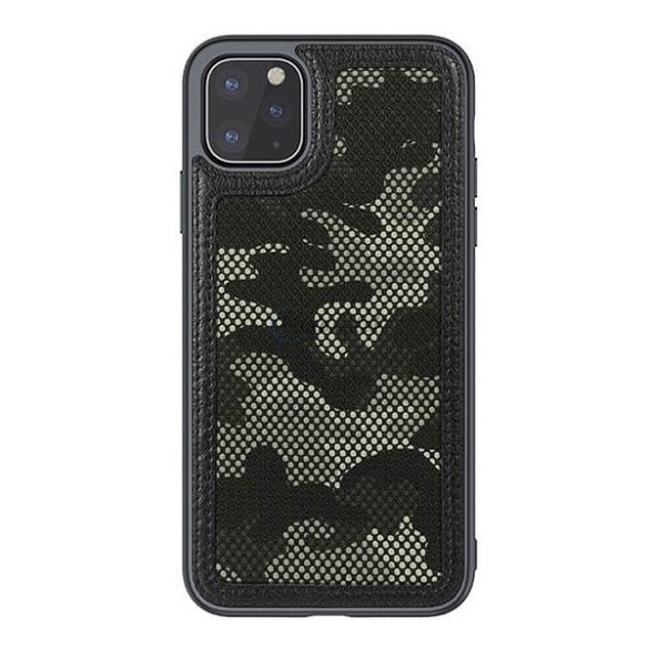 NILLKIN CAMO műanyag telefonvédő (bőr hatású, kamera védelem, terep minta) FEKETE Apple iPhone 11 Pro Max