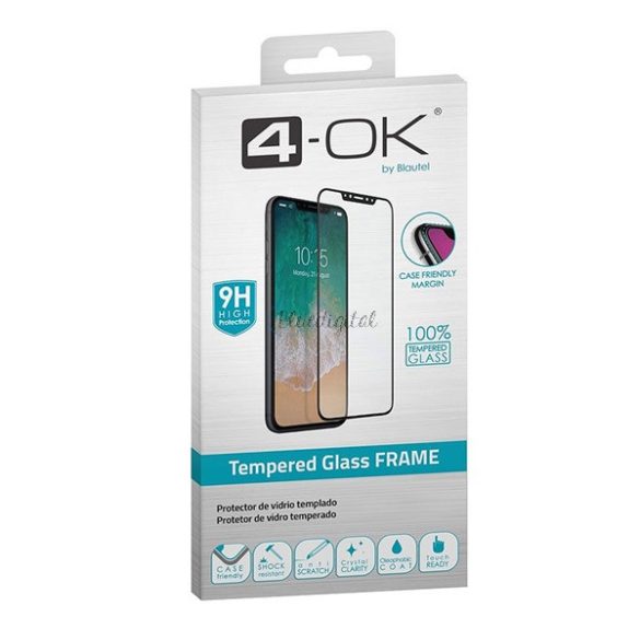 4-OK képernyővédő üveg (3D full glue, íves, teljes felületén tapad, tok barát, karcálló, 9H, PRFI9B utódja) FEKETE Apple iPhone 11, Apple iPhone XR 6.1