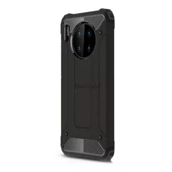   Defender műanyag telefonvédő (közepesen ütésálló, légpárnás sarok, szilikon belső, fémhatás) FEKETE Huawei Mate 30