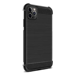   IMAK VEGA szilikon telefonvédő (közepesen ütésálló, légpárnás sarok, szálcsiszolt, karbon minta) FEKETE Apple iPhone 11 Pro Max