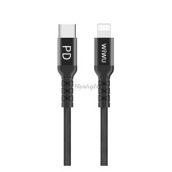   WIWU adatkábel (Type-C - lightning, PD gyorstöltő, 100cm) FEKETE