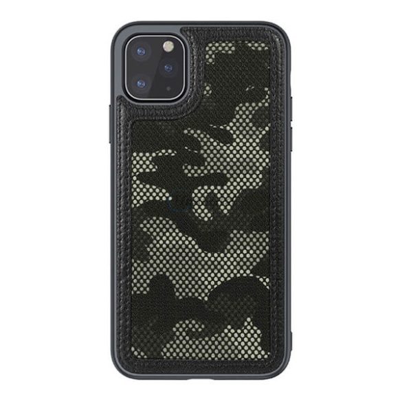 NILLKIN CAMO műanyag telefonvédő (bőr hatású, kamera védelem, terep minta) FEKETE Apple iPhone 11 Pro