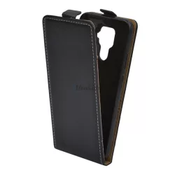  Tok álló, bőr hatású (FLIP, lefelé nyíló, szilikon tartó) FEKETE Huawei Mate 30 Lite (Nova 5i Pro)