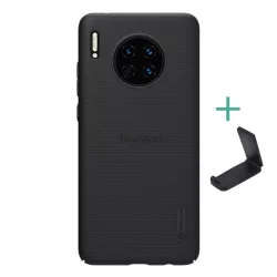   NILLKIN SUPER FROSTED műanyag telefonvédő (gumírozott, érdes felület + asztali tartó) FEKETE Huawei Mate 30