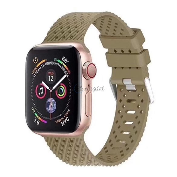 Pótszíj (egyedi méret, környezetbarát szilikon, lyukacsos, légáteresztő, csíkos minta) SÖTÉTZÖLD Apple Watch Series 2 42mm, Apple Watch Series 1 42mm, Apple Watch Series 3 42mm, Apple Watc
