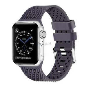 Pótszíj (egyedi méret, kicsi, környezetbarát szilikon, lyukacsos, légáteresztő, csíkos) SZÜRKE Apple Watch Series 2 38mm, Apple Watch Series 4 40mm, Apple Watch Series 5 40mm, Apple Watch Series 1 38mm, Apple Watch Series 6 40mm, Apple Watch Series S