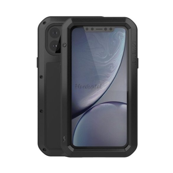 LOVE MEI defender telefonvédő gumi (ütésálló, fém keret) FEKETE Apple iPhone 11 Pro