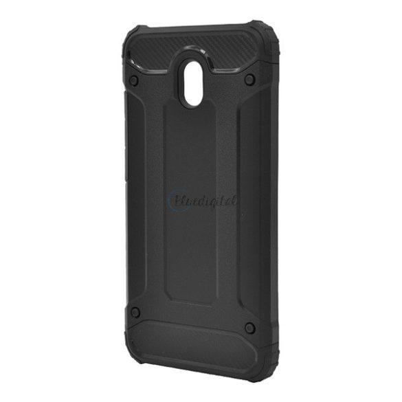 Defender műanyag telefonvédő (közepesen ütésálló, légpárnás sarok, szilikon belső, fémhatás) FEKETE Xiaomi Redmi 8A