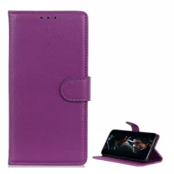   Tok álló, bőr hatású (FLIP, oldalra nyíló, asztali tartó funkció, prémium) LILA Xiaomi Redmi Note 8T