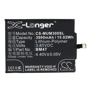 CAMERON SINO Li-Polymer akku (3.85V/3900mAh, Xiaomi BM47 kompatibilis) FEKETE Xiaomi Redmi 4X, Redmi 3