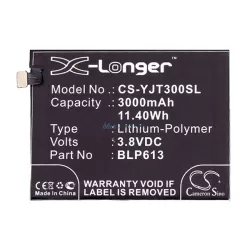   CAMERON SINO Li-Polymer akku (3.8V/3000mAh, Oneplus BLP613 kompatibilis) FEKETE OnePlus 3