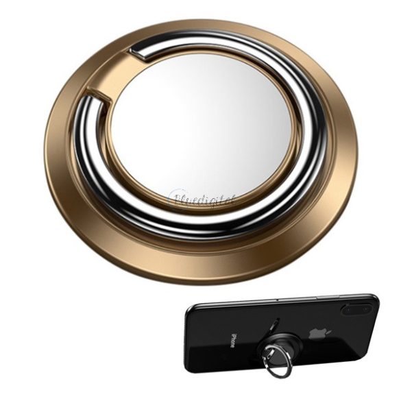 Tartógyűrű (fém, ragasztható, telefon tartó, kitámasztó, 360°) ARANY