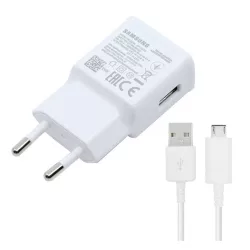   SAMSUNG hálózati töltő USB aljzat (15W, gyorstöltő + microUSB kábel, 100cm kábel) FEHÉR