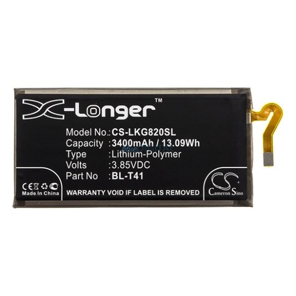 CAMERON SINO Li-Polymer akku (3.85V/3400mAh, LG BL-T41 kompatibilis) FEKETE LG G8 ThinQ (G820Q), V40 ThinQ (LM-V405)