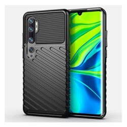   Szilikon telefonvédő (közepesen ütésálló, csíkos, dombor minta) FEKETE Xiaomi Mi Note 10, Xiaomi Mi Note 10 Pro