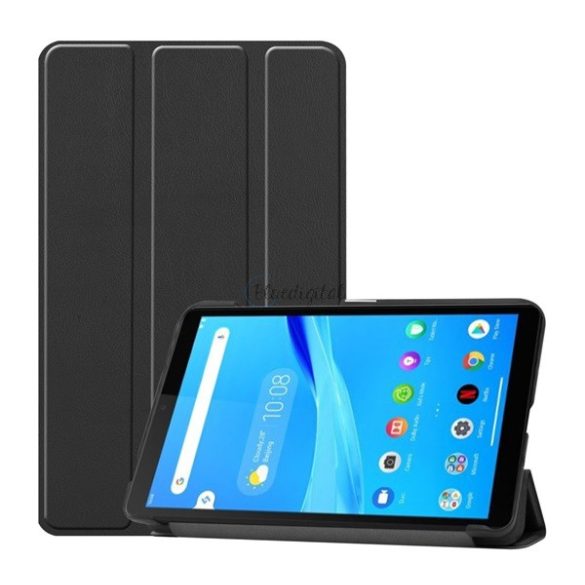 Tok álló, bőr hatású (FLIP, oldalra nyíló, TRIFOLD, asztali tartó) FEKETE Lenovo Tab M7 (TB-7305F) Gen2, Lenovo Tab M7 (TB-7306F) Gen3