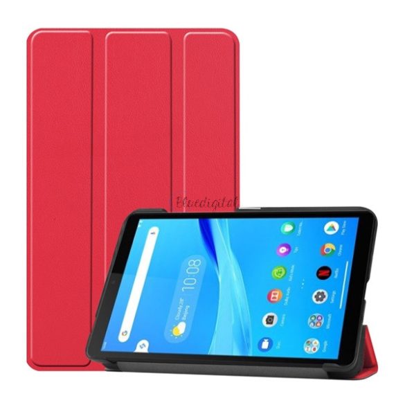 Tok álló, bőr hatású (FLIP, oldalra nyíló, TRIFOLD, asztali tartó) PIROS Lenovo Tab M7 (TB-7305F) Gen2, Lenovo Tab M7 (TB-7306F) Gen3