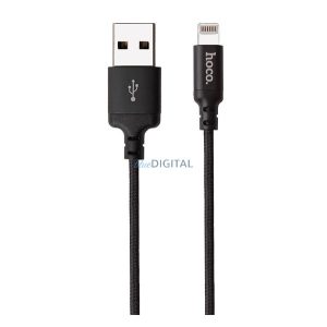 HOCO X14 adatkábel (USB - lightning, gyorstöltő, 100cm, cipőfűző) FEKETE Apple iPhone 14 Pro, iPhone 14 Plus, iPhone 14