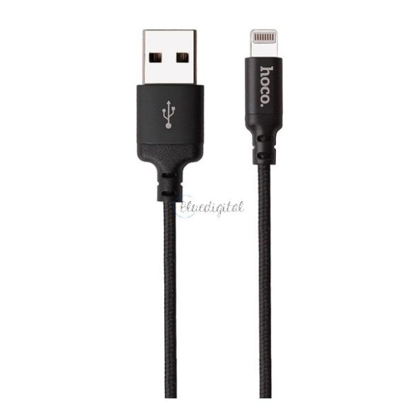 HOCO X14 adatátviteli kábel és töltő (USB - lightning, gyorstöltő, 100cm, cipőfűző) FEKETE