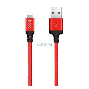 HOCO X14 adatkábel (USB - lightning, gyorstöltő, 100cm, cipőfűző) PIROS Apple iPhone 14 Pro, iPhone 14 Plus, iPhone 14