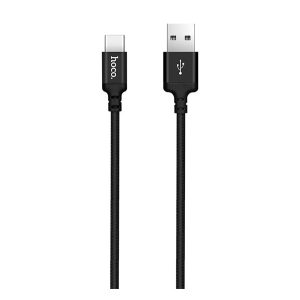 HOCO X14 adatkábel (USB - Type-C, gyorstöltő, 200cm, törésgátló, cipőfűző) FEKETE