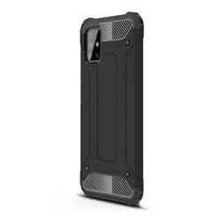   Defender műanyag telefonvédő (közepesen ütésálló, légpárnás sarok, szilikon belső, fémhatás) FEKETE Samsung Galaxy A51 (SM-A515F)