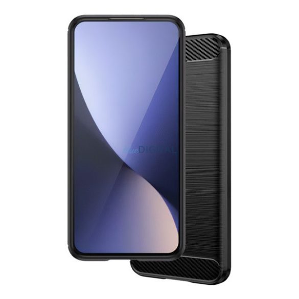 Szilikon telefonvédő (ütésállóság, légpárnás sarok, szálcsiszolt, karbon minta) FEKETE Samsung Galaxy A71 (SM-A715F)