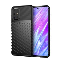   Szilikon telefonvédő (közepesen ütésálló, csíkos, dombor minta) FEKETE Samsung Galaxy S20 Plus (SM-G985F), Samsung Galaxy S20 Plus 5G (SM-G986)