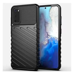   Szilikon telefonvédő (közepesen ütésálló, csíkos, dombor minta) FEKETE Samsung Galaxy S20 (SM-G980F), Samsung Galaxy S20 5G (SM-G981U)