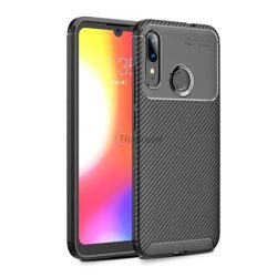   Szilikon telefonvédő (közepesen ütésálló, légpárnás sarok, karbon minta) FEKETE Motorola Moto E6 Plus (XT2052)