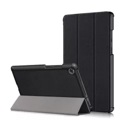   Tok álló, bőr hatású (FLIP, oldalra nyíló, TRIFOLD, asztali tartó) FEKETE Lenovo Tab M8 (TB-8505F) WIFI, Lenovo Tab M8 (TB-8505X) LTE
