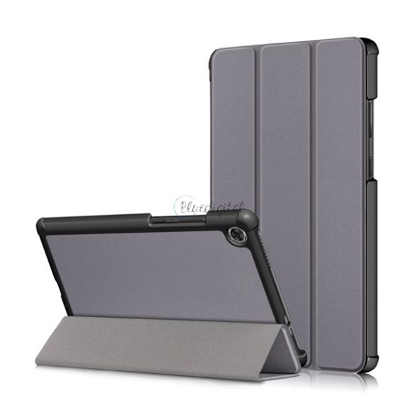 Tok álló, bőr hatású (FLIP, oldalra nyíló, TRIFOLD asztali tartó funkció) SZÜRKE Lenovo Tab M8 (TB-8505F) WIFI, Lenovo Tab M8 (TB-8505X) LTE
