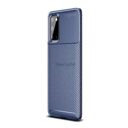   Szilikon telefonvédő (közepesen ütésálló, légpárnás sarok, karbon minta) SÖTÉTKÉK Samsung Galaxy S20 (SM-G980F), Samsung Galaxy S20 5G (SM-G981U)