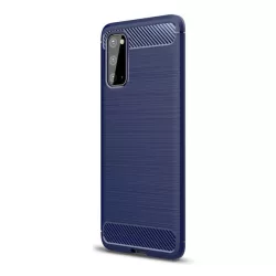   Szilikon telefonvédő (közepesen ütésálló, légpárnás sarok, szálcsiszolt, karbon minta) SÖTÉTKÉK Samsung Galaxy S20 (SM-G980F), Samsung Galaxy S20 5G (SM-G981U)