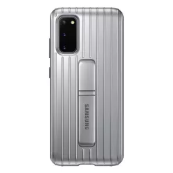   SAMSUNG műanyag telefonvédő (dupla rétegű, gumírozott, asztali tartó funkció) EZÜST Samsung Galaxy S20 (SM-G980F), Samsung Galaxy S20 5G (SM-G981U)