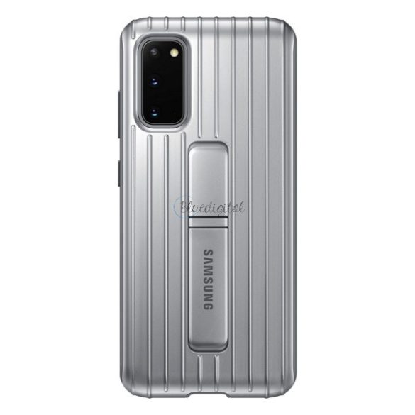 SAMSUNG műanyag telefonvédő (dupla rétegű, gumírozott, asztali tartó funkció) EZÜST Samsung Galaxy S20 (SM-G980F), Samsung Galaxy S20 5G (SM-G981U)