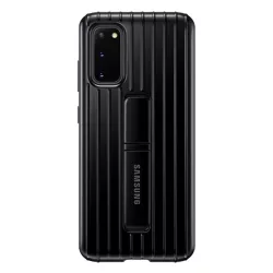   SAMSUNG műanyag telefonvédő (dupla rétegű, gumírozott, asztali tartó funkció) FEKETE Samsung Galaxy S20 (SM-G980F), Samsung Galaxy S20 5G (SM-G981U)