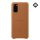 SAMSUNG műanyag telefonvédő (valódi bőr hátlap) BARNA Samsung Galaxy S20 (SM-G980F), Samsung Galaxy S20 5G (SM-G981U)