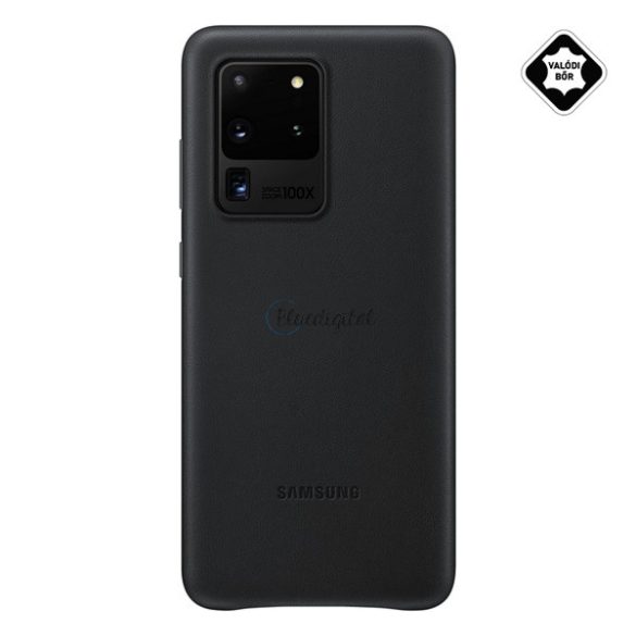 SAMSUNG műanyag telefonvédő (valódi bőr hátlap) FEKETE Samsung Galaxy S20 Ultra (SM-G988F), Samsung Galaxy S20 Ultra 5G (SM-G988B)