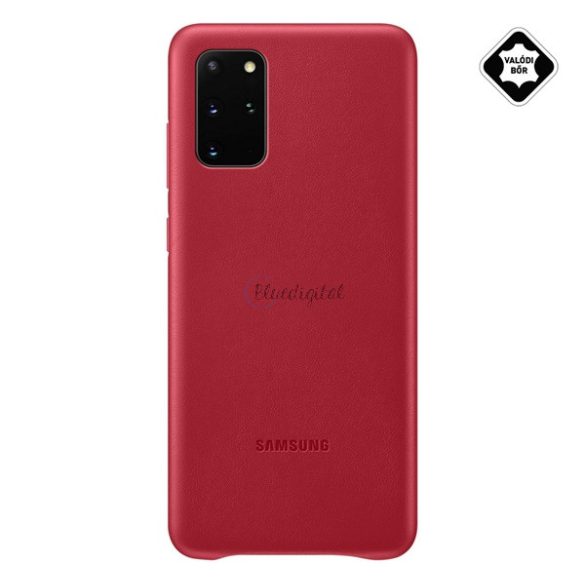 SAMSUNG műanyag telefonvédő (valódi bőr hátlap) PIROS Samsung Galaxy S20 Plus (SM-G985F), Samsung Galaxy S20 Plus 5G (SM-G986)