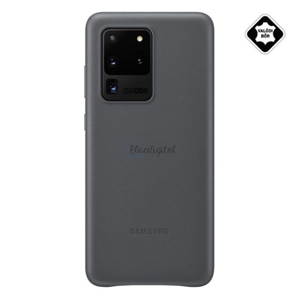 SAMSUNG műanyag telefonvédő (valódi bőr hátlap) SZÜRKE Samsung Galaxy S20 Ultra (SM-G988F), Samsung Galaxy S20 Ultra 5G (SM-G988B)