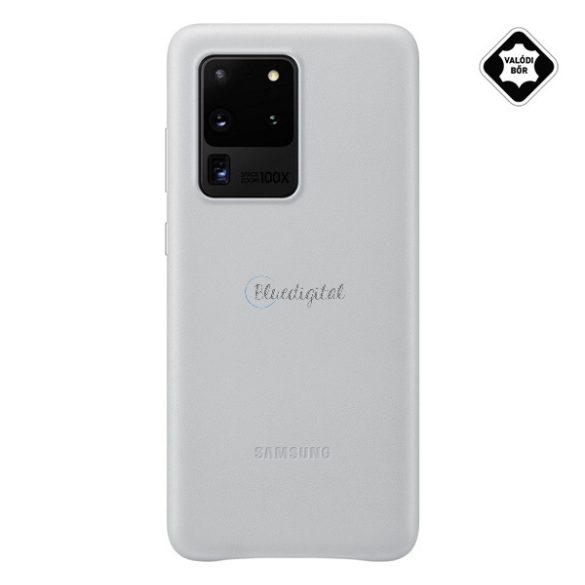 SAMSUNG műanyag telefonvédő (valódi bőr hátlap) VILÁGOSSZÜRKE Samsung Galaxy S20 Ultra (SM-G988F), Samsung Galaxy S20 Ultra 5G (SM-G988B)