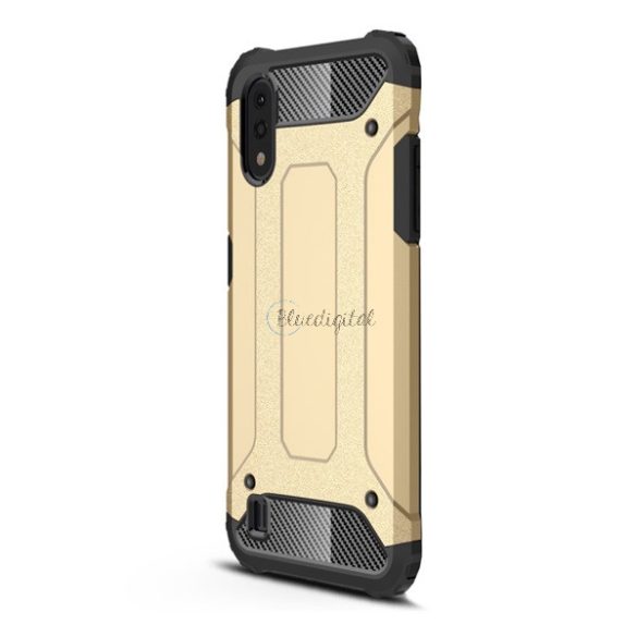 Defender műanyag telefonvédő (közepesen ütésálló, légpárnás sarok, szilikon belső, fémhatás) ARANY Samsung Galaxy A01 (SM-A015F)