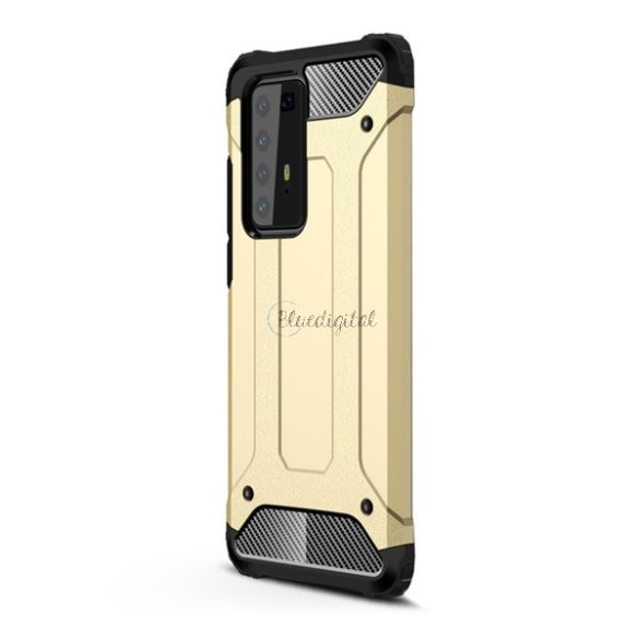 Defender műanyag telefonvédő (közepesen ütésálló, légpárnás sarok, szilikon belső, fémhatás) ARANY Huawei P40 Pro 5G