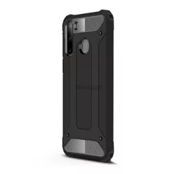   Defender műanyag telefonvédő (közepesen ütésálló, légpárnás sarok, szilikon belső, fémhatás) FEKETE Samsung Galaxy A21 (SM-A210F)